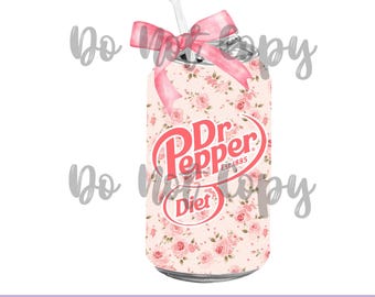 Vintage Rose Diet DP Soda Can PNG / Coquette Soda PNG /