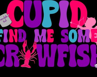 Cangrejo de río, Cupido, San Valentín, San Valentín, camiseta, digital, png, descargar, sublimación, dtf, hervir cangrejos de río, Luisiana, diseño, impresión, rojo