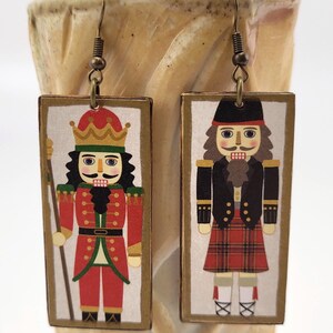 Earrings. Nutcracker earrings handmade decoupaged wood.