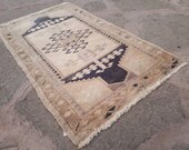 Faded Beige Rug Bathroom Rug Turkish Small Rug Entryway Vintage Rug Door Mat Rug 52x92 cm, 1.8x3 ft