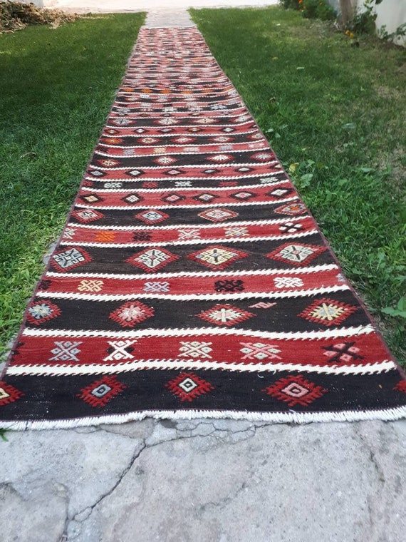 Hallway rug runner vintage Turkish rug oriental rug Turkish Small distressed rug 2.4x7.5 ft Vintage kilim Rug Runner Oushak rug runner