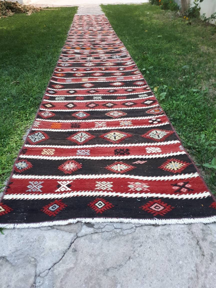 anatolian turkish rug wool rug vintage rug runner carpet tribal kilim rug 2.7.x8.8.ft 85x270 cm Anatolian rug oushak rug  free shipping