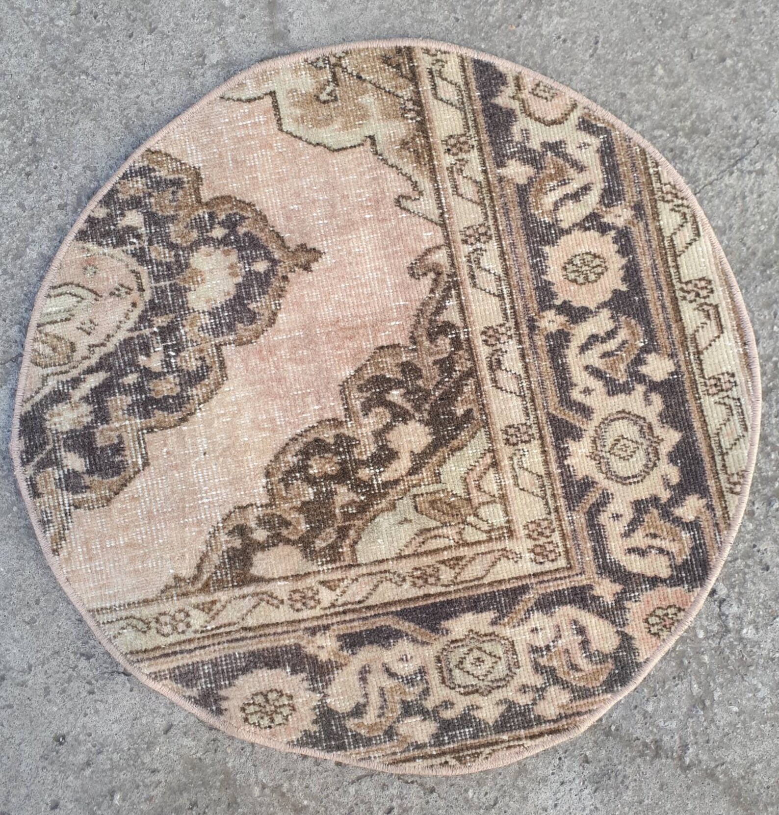 Circle Rug / Round Rug / Small Rug / Oushak Rug / Vintage Rug Etsy