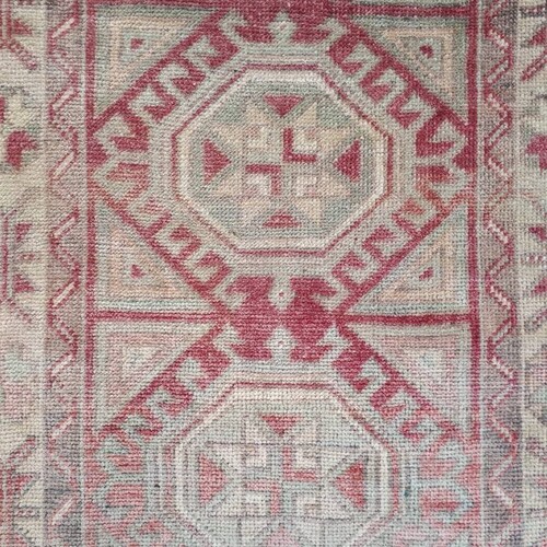 Oushak Rug // Small Rug //Faded Turkish Rug shops // Vintage Rug // Bedside Rug // Door Mat Rug // Decorative Bath Rug //58x127 cm // 1.11x4.2 ft
