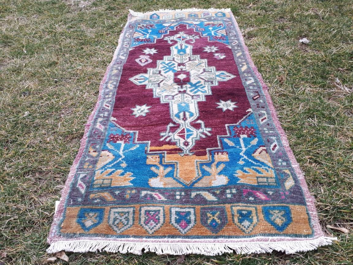 Bohemian Oushak Rug Bedroom Rug Vintage Oushak Rug Oushak Rug Turkish Hand Made Wool Small Rug 2\u20193\u201dx3\u20197\u201d ft. Small Rug Area Small Rug