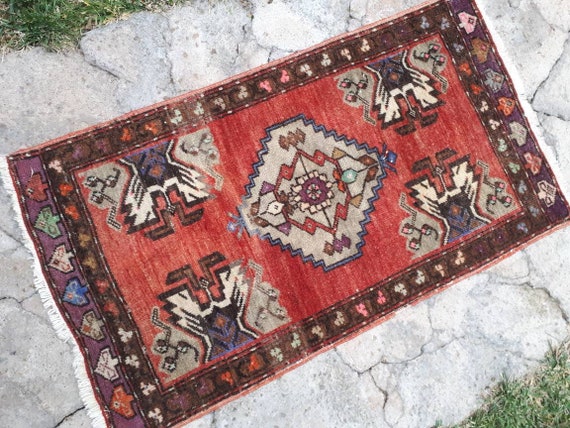 Brown shades rug Bathroom design,3.3x5.3Ft,MFK492 Small doormat rug Oushak Large rug Turkish small rug Handmade rug Antique Wool rug