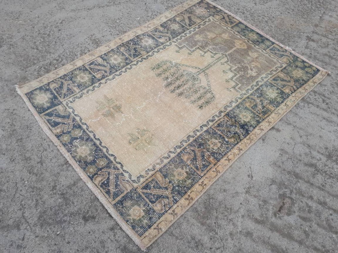 Entryway Area Rug Low Pile Rug Oushak Small Rug Decorative Etsy UK
