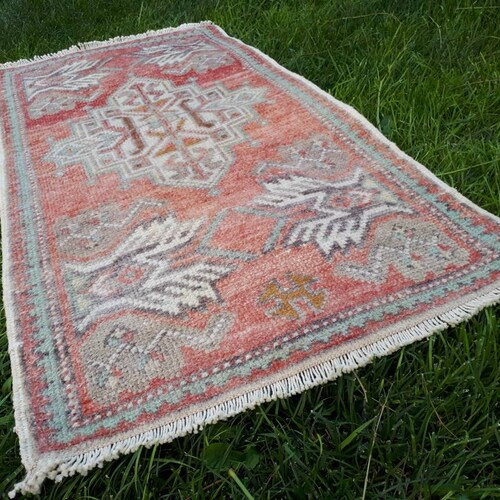 Oushak Rug, Turkish Rug, Small Rug, Small Turkish Rug, Vintage Rug, Door Mat Rug, Bath shops Rug, Decorative Rug 45x86 cm 1.6x2.10 ft