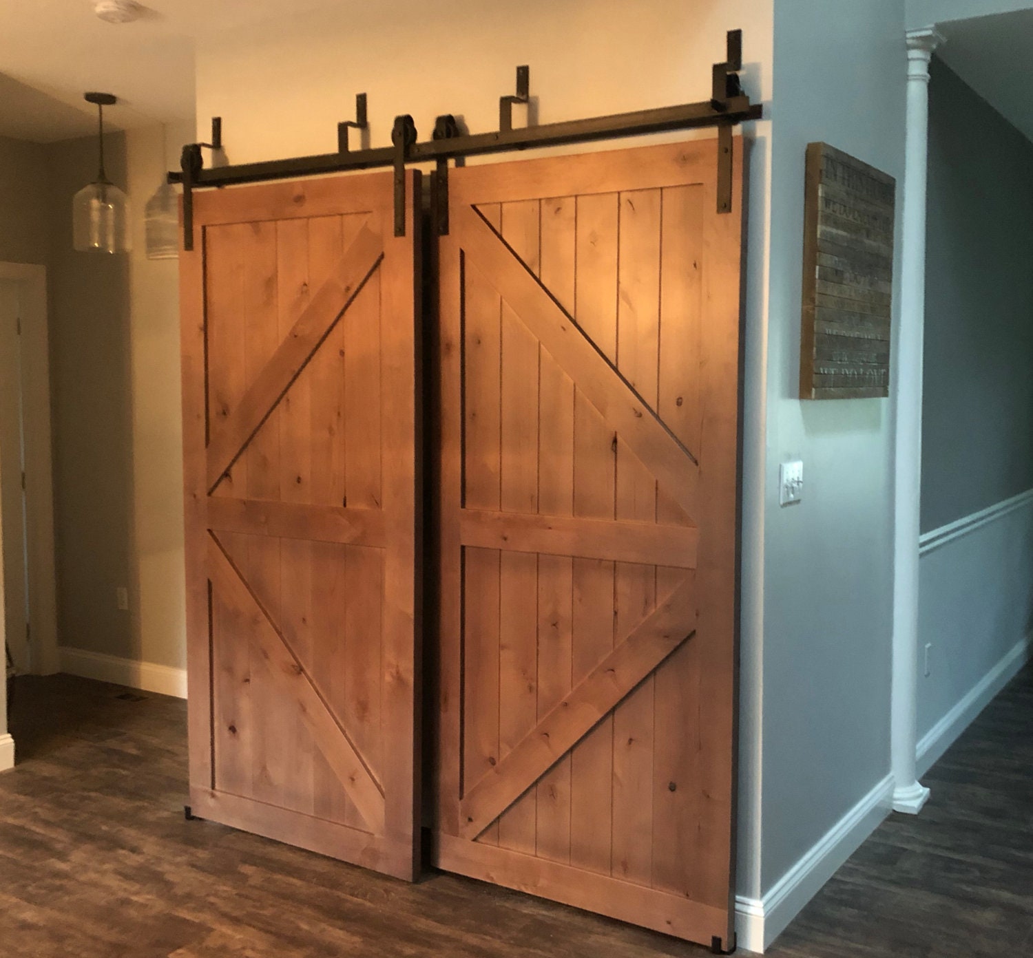 Bypass Barn Door Hardware Double Track Bypass Kit for 2 Doors