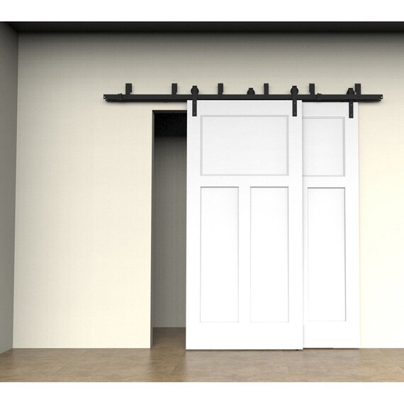 Double Track Bypass Low Profile Barn Door Hardware Kit With Etsy