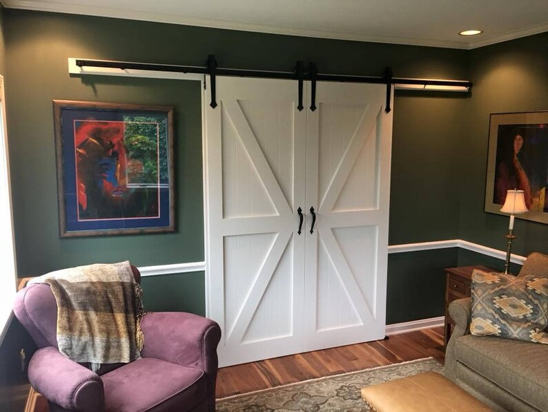 Double Door Arrow Bi Parting Sliding Barn Door Hardware Kit Etsy
