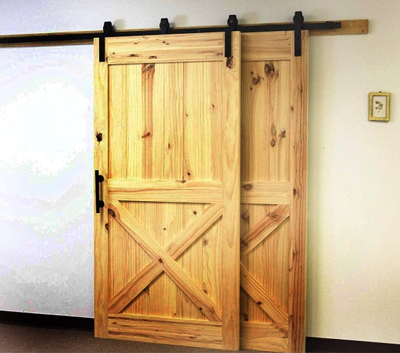 Items Similar To Double Door Single Track Bypass Sliding Barn Door
