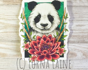 Panda vinyl sticker, tattoo print, art sticker, vinyl decal, laptop sticker, bullet journal, sticker bomb art