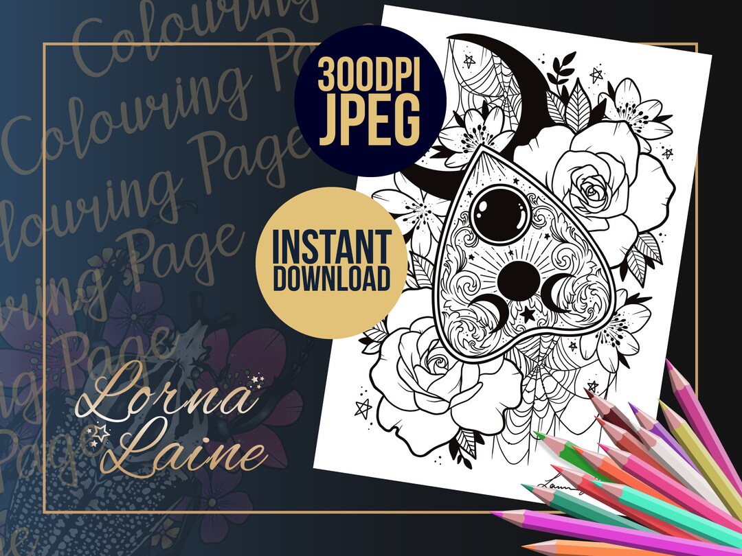 Esoteric Colouring In Spiritual Colouring Page, Digital Download, Tattoo Design, Planchette ...