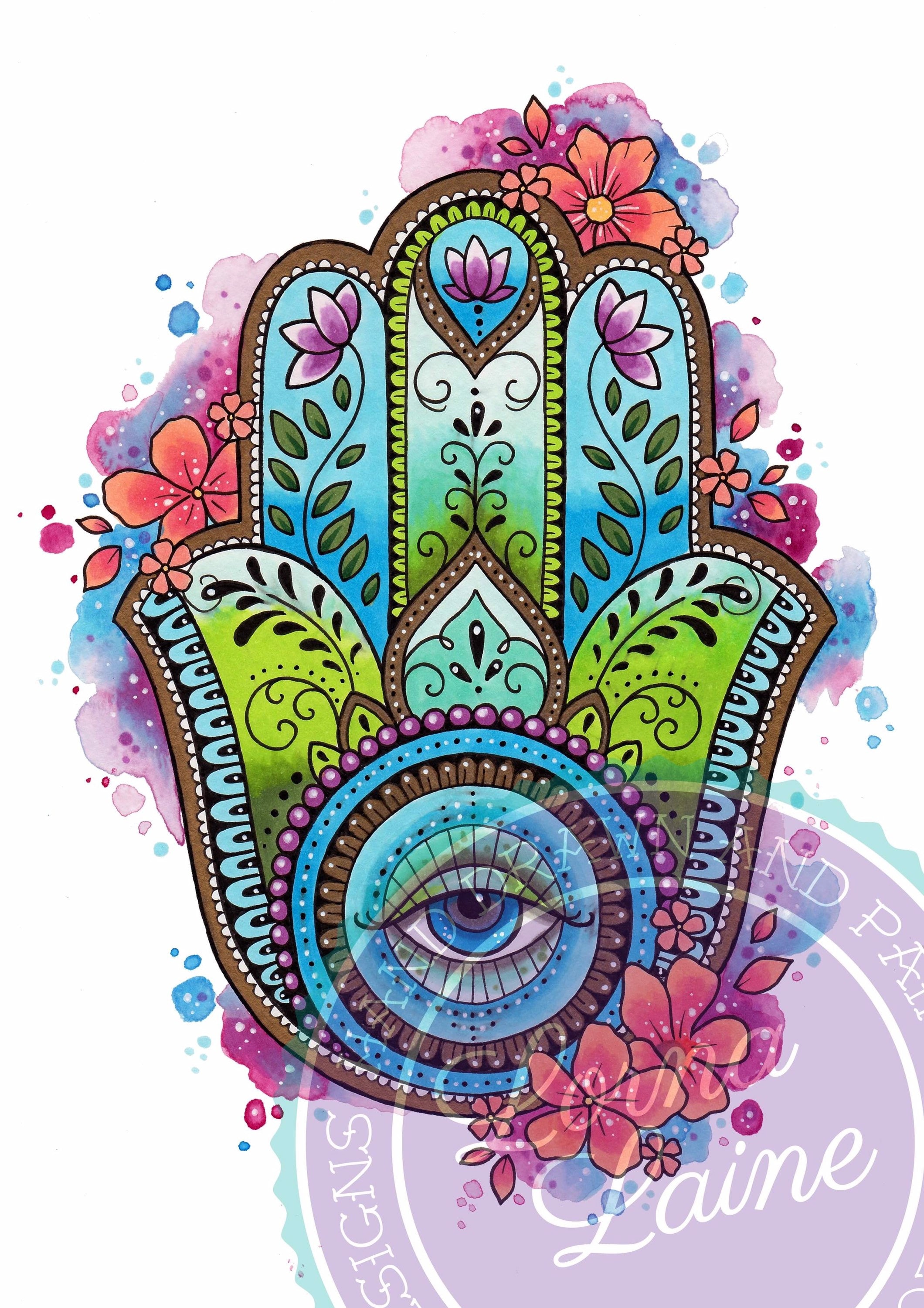 Hamsa Hand Tattoo Print Tattoo Design Spiritual Art Hand Of Etsy