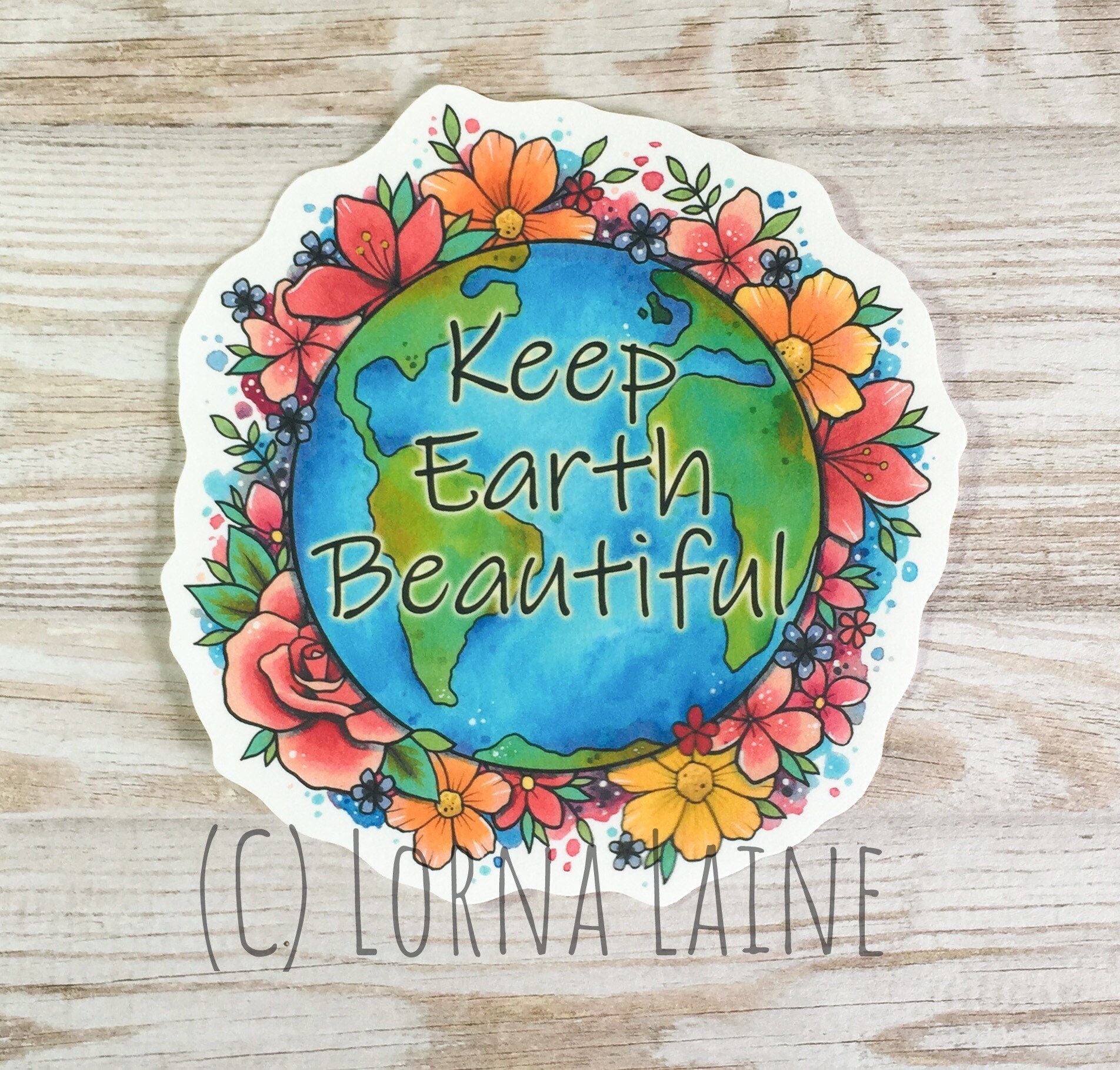 Save the World Earth Day Vinyl Sticker Seal Laptop Notebook