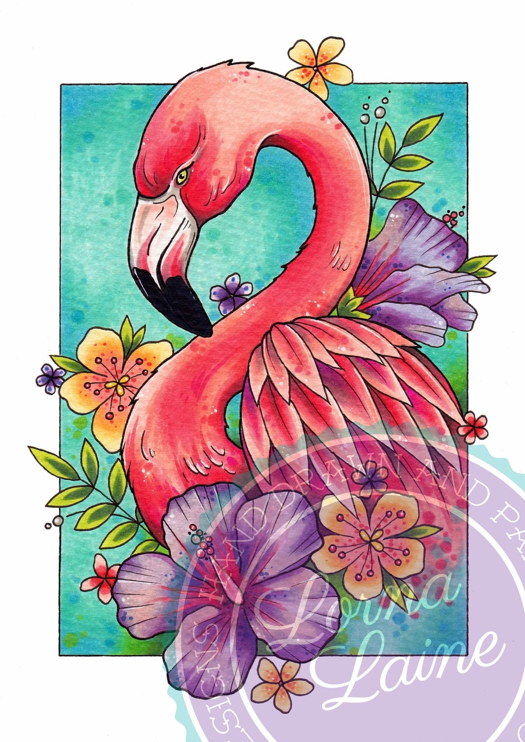 Flamingo Tattoo Print Animal Wall Art Gifts for Women - Etsy Sweden