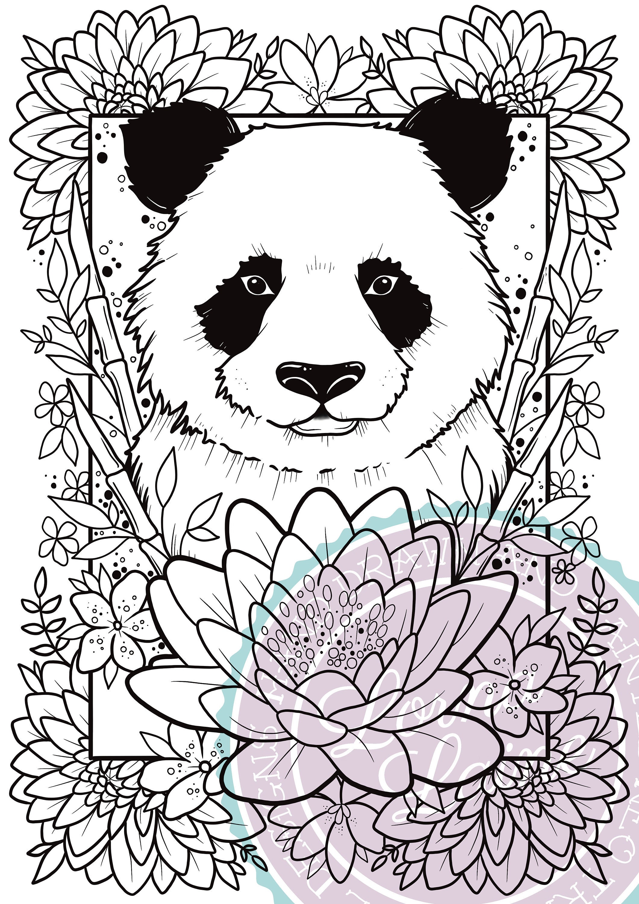 Panda Colouring Page Digital Download Tattoo Design Adult - Etsy UK