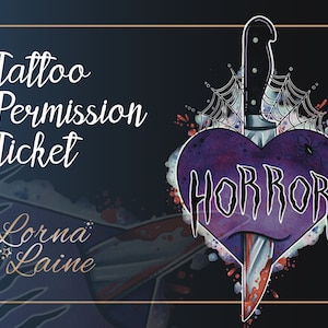Horror heart tattoo design, tattoo permission, tattoo ticket, tattoo flash, horror movie art, slasher movie, gothic design, instant download