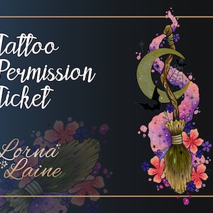 Witches broom tattoo design, tattoo permission, tattoo ticket, witchy art, tattoo print, instant download, printable stencil, magic design
