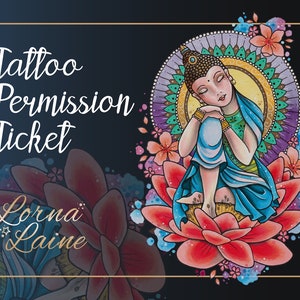 Buddha tattoo design, tattoo permission, tattoo ticket, digital download, printable tattoo stencil, tattoo flash art, spiritual tattoo