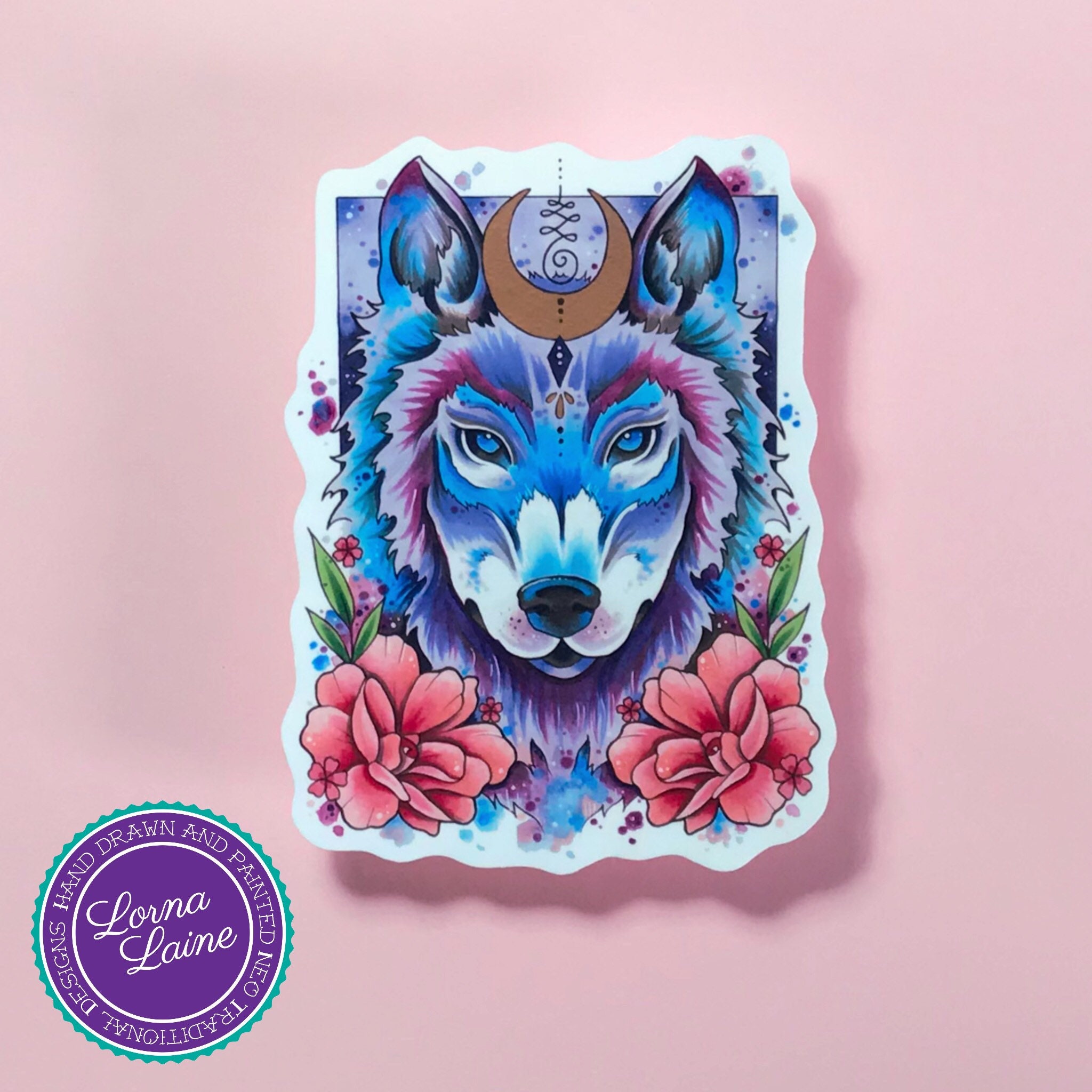 Wolf Sticker, Galaxy Sticker, Animal Sticker, Laptop Stickers