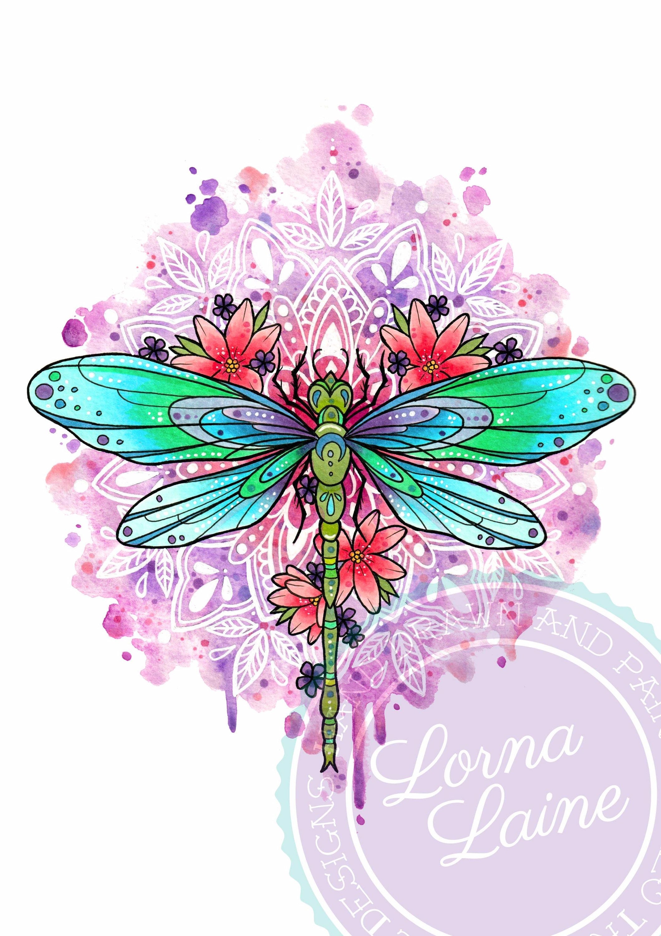 Dragonfly Tattoo Print Animal Wall Art Tattoo Design - Etsy