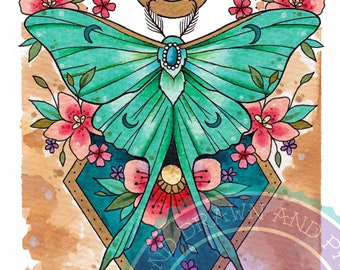 Luna Moth Tattoo Etsy