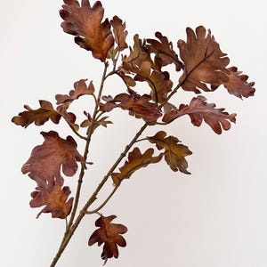 Faux Fall Oak Leaf Stem Brown 31”