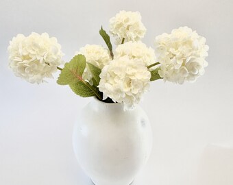Faux Cream / White Small Hydrangea Bundle of 6 stems