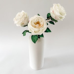 Faux White Cabbage Rose Bundle of 3 Stems