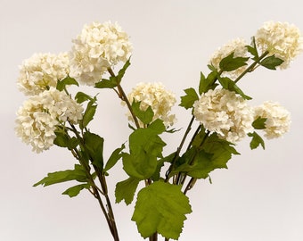 Faux Cream Snowball Viburnum bundle of 3 stems -31"