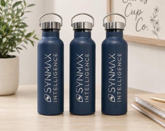 Engraved Water Bottle, Custom Logo, 20oz Stainless Steel, Employee Gift