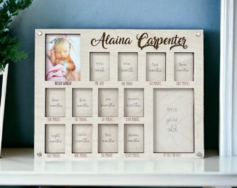 My First Year | Baby Monthly Photo Picture Frame | Newborn  picture frame | 1st year of life| 12 months picture frame | Milestones Frame