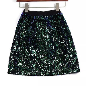 Customizable Short Sparkle Skirt for Women,Above the Knee Skirt for Girls,Handmade Sequined Skirt, Party Skirt,Dating Skirt