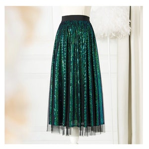 Handgefertigte Qualität Sparkle Grün Rock, A-Linien-Rock, Rock mit hoher Taille, jede Größe zu machen