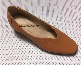 Customizable Retro Leather Shoes, Brown Shoes, Handmade Genuine Leather Shoes,Sheepskin Leather Shoes with 4cm Heels,Slip-ons