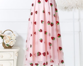 スカート Rosemotif ribbon tulle skirt (long)pink model_front_TB0322214324_8acf6