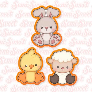 3-Piece Chubby Easter Animals Cookie Cutter Set Chick Cookie Cutter Bunny Cookie Cutter  Lamb Cookie Cutter Cute Gift for Easter Basket