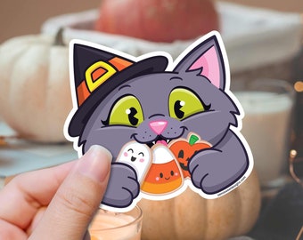 Halloween Sticker Cute Witch Sticker Cute Halloween Cat Sticker Cute Halloween Witch Sticker Cute Fall Sticker Spooky Season Sticker Gift
