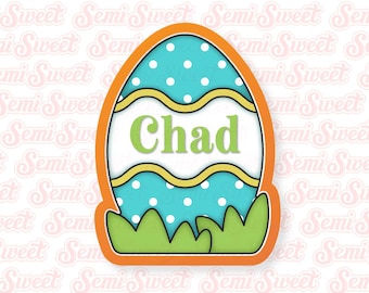 Easter Cookie Cutter Personalized Easter Egg on Grass Cookie Cutter Easter Egg Cookie Cutter Plaque