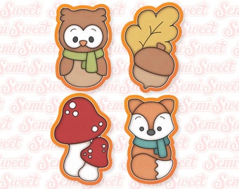 Fall Cookie Cutters Autumn Woodland Cookie Cutter Set Owl Cookie Cutter Fox Mushroom Cookie Cutter Set