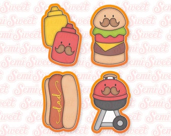 Father's Day Cookie Cutter Barbecue Cookie Cutter Father's Day Gift for Dad BBQ Cookie Set King of the Grill Cookie Hamburger HotDog Cookie