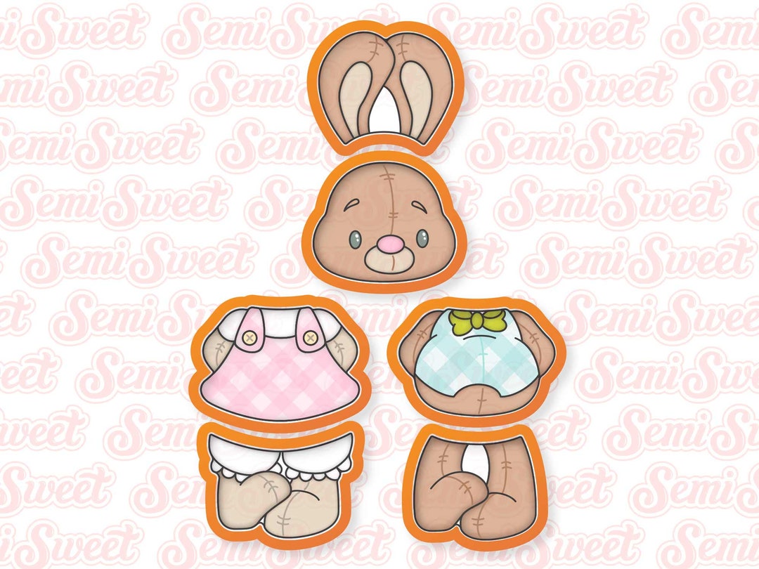 6piece Stackable Girl & Boy Easter Bunny Cookie Cutter Set Etsy