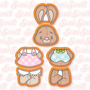 Easter Cookie Cutter Bunny Girl Easter Bunny Cookie Cutter Bunny Boy Set 6-Piece Stackable Easter Gift