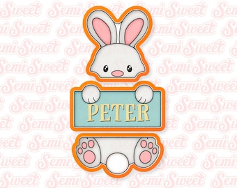 Easter Cookie Cutter Bunny Cookie Cutter Plaque Personalized Cookie Cutter Set 3-Piece Easter Gift