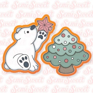 polar bear with tree cookie cutter set