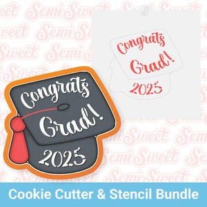 Graduation Cookie Cutter Graduation Cap Graduation Stencil Bundle Class of 2025 Cookie Cutter Cute Gift for Grad Cap Cookie Cutter