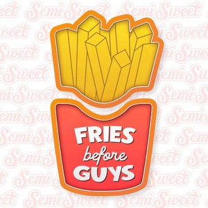 Valentines Cookie Cutter French Fries Cookie Cutter 2-PC Set Gift for Valentines Cute Galentines Gift
