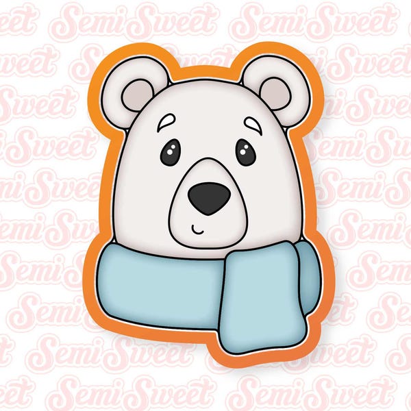 Polar Bear with Scarf Cookie Cutter Polar Bear Cookie Cutter Cute Christmas Cookie Cutters Cute Gift for Christmas